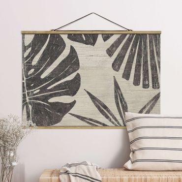 Foto su tessuto da parete con bastone - Foglie di palma a grigio chiaro - Orizzontale 2:3