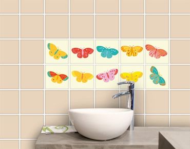 Adesivo per piastrelle - No.UL723 Butterfly Colorful Set of 10