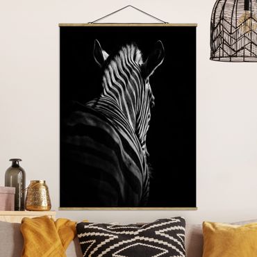 Foto su tessuto da parete con bastone - Scuro Zebra silhouette - Verticale 4:3