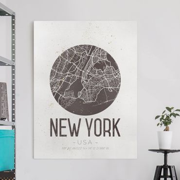 Stampa su tela - New York City Map - Retro - Verticale 3:4