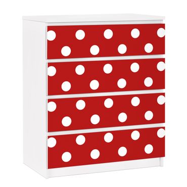 Carta adesiva per mobili IKEA - Malm Cassettiera 4xCassetti - No.DS92 Dot Design Girly Red