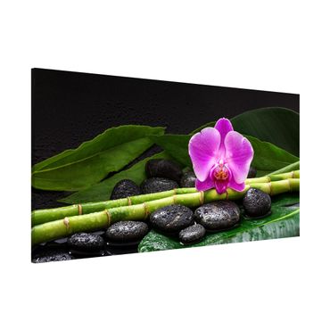 Lavagna magnetica - Green Bamboo Con L'orchidea Blossom - Panorama formato orizzontale