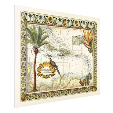 Stampa su Forex - Vintage Tropical Mappa West India - Orizzontale 3:4