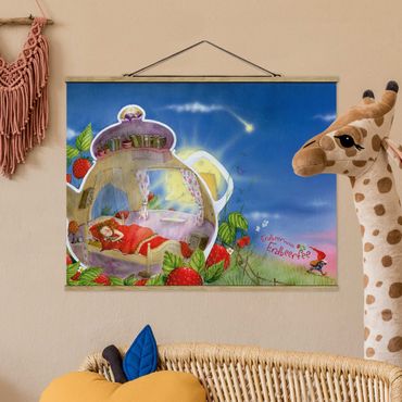 Foto su tessuto da parete con bastone - Strawberry Coniglio Erdbeerfee - Sleep Well! - Orizzontale 3:4