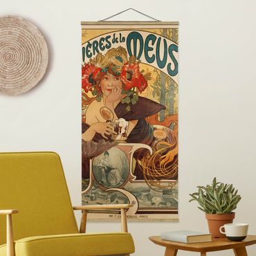 Quadro su tessuto con stecche per poster - Alfons Mucha - Poster For La Meuse Beer - Verticale 2:1