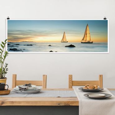 Poster - Barche a vela in The Ocean - Panorama formato orizzontale