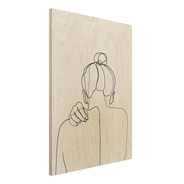 Stampa su legno - Line Art collo donna Bianco e nero - Verticale 4:3