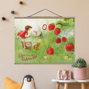 Foto su tessuto da parete con bastone - Strawberry Coniglio Erdbeerfee - Ai confini del Worm casa - Orizzontale 3:4