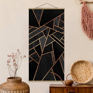 Quadro su tessuto con stecche per poster - Elisabeth Fredriksson - Nero Triangoli d'oro - Verticale 2:1