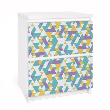 Carta adesiva per mobili IKEA - Malm Cassettiera 2xCassetti - No.RY33 Lilac Triangles