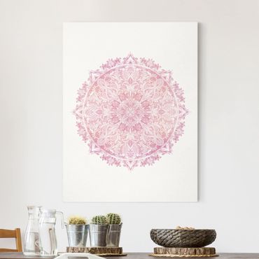 Stampa su tela - Mandala Watercolor Pink Rose Ornamento - Verticale 4:3