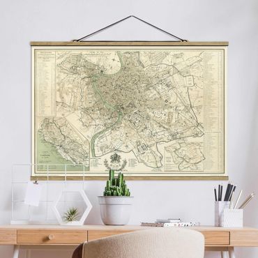Foto su tessuto da parete con bastone - Vintage mappa di Roma antica - Orizzontale 2:3