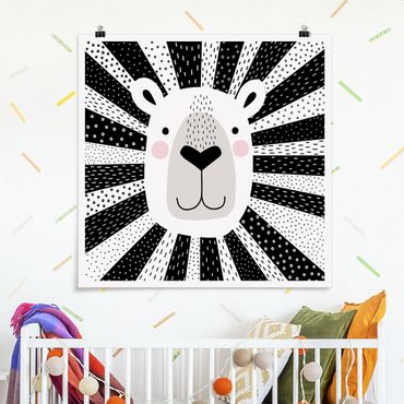 Poster - Zoo con Patterns - Lion - Quadrato 1:1