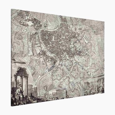 Lavagna magnetica - Vintage Mappa Roma - Formato orizzontale 3:4