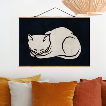Foto su tessuto da parete con bastone - Illustrazione di gatto che dorme - Orizzontale 2:3