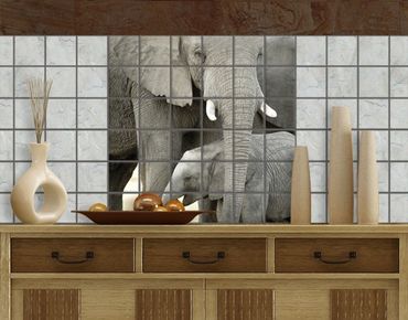 Adesivo per piastrelle - Elephants love