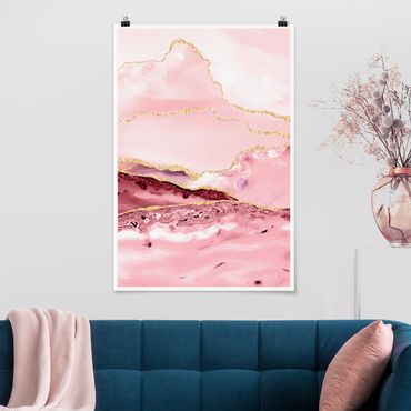 Poster - Estratto Monti rosa con Golden Lines - Verticale 3:2