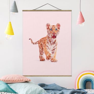 Foto su tessuto da parete con bastone - Tiger con glitter - Verticale 4:3