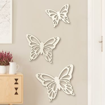 Decorazione da parete in legno - Set di 3 farfalle