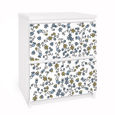 Carta adesiva per mobili IKEA - Malm Cassettiera 2xCassetti - Mille Fleurs Floral Design
