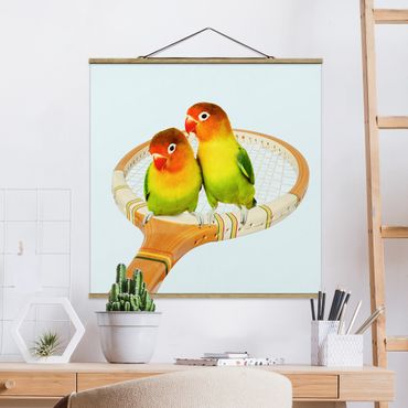 Foto su tessuto da parete con bastone - Tennis Con Uccelli - Quadrato 1:1