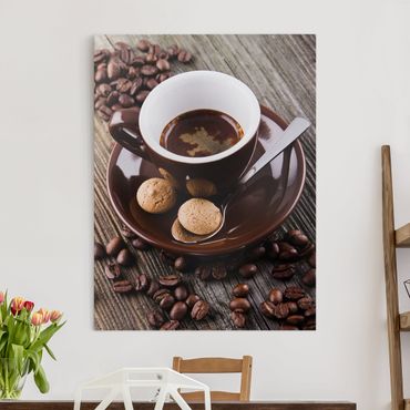 Stampa su tela - Fagioli della tazza di caffè con il caffè - Verticale 4:3
