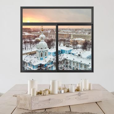Trompe l'oeil adesivi murali - Finestra su San Pietroburgo in inverno