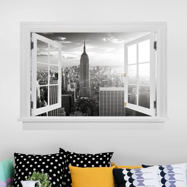 Trompe l'oeil adesivi murali - Finestra aperta su Manhattan Skyline