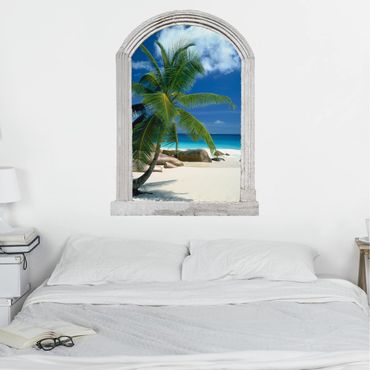 Trompe l'oeil adesivi murali - Finestra su spiaggia da sogno
