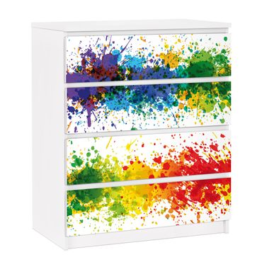Carta adesiva per mobili IKEA - Malm Cassettiera 4xCassetti - Rainbow splatter