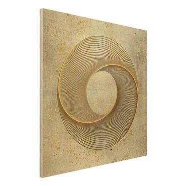 Stampa su legno - Line Art cerchio d'oro a spirale - Quadrato 1:1