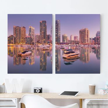 Stampa su tela 2 parti - Dubai Skyline And Marina - Verticale 4:3