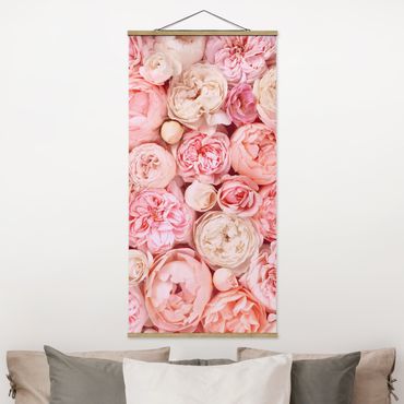 Quadro su tessuto con stecche per poster - Rose Rose Coral Shabby - Verticale 2:1