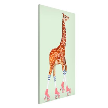 Lavagna magnetica - Giraffa con Pattini a rotelle - Formato verticale 4:3