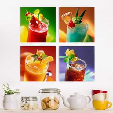 Stampa su tela 4 parti - colorful cocktails