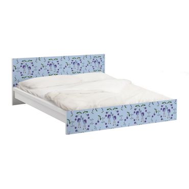 Carta adesiva per mobili IKEA - Malm Letto basso 160x200cm Mille Fleurs pattern design blue