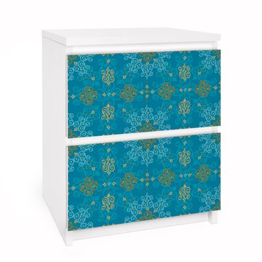 Carta adesiva per mobili IKEA - Malm Cassettiera 2xCassetti - Oriental Ornament Turquoise