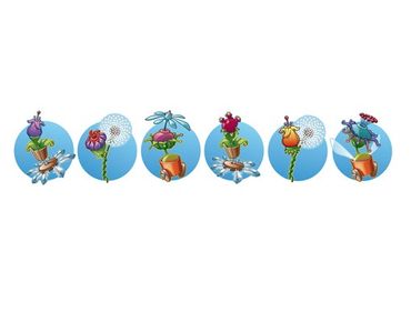 Adesivo murale bordura Flying Farm Flower-Ribbon In Blue