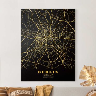 Quadro su tela oro - Pianta della città -Berlino - Classico nero