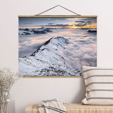Foto su tessuto da parete con bastone - Vista Delle nuvole e montagne - Orizzontale 3:4