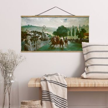 Quadro su tessuto con stecche per poster - Edouard Manet - Corse di cavalli - Orizzontale 1:2