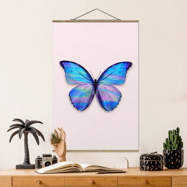 Foto su tessuto da parete con bastone - Holographic farfalla - Verticale 3:2
