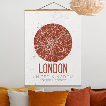 Foto su tessuto da parete con bastone - Mappa di Londra - Retro - Verticale 4:3