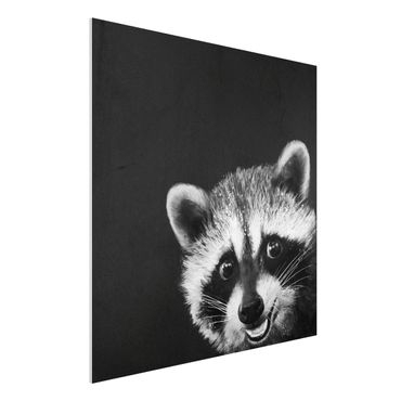 Stampa su Forex - Illustrazione Raccoon Monochrome Pittura - Quadrato 1:1
