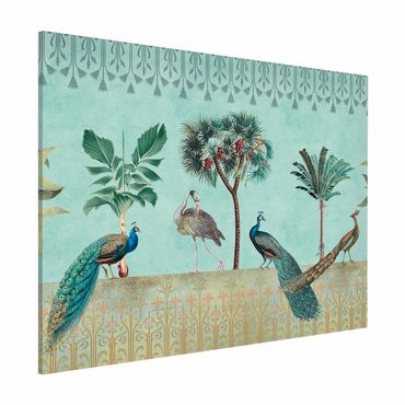 Lavagna magnetica - Vintage Collage - Uccello tropicale con palme - Formato orizzontale 3:4