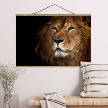 Foto su tessuto da parete con bastone - Lions sguardo - Orizzontale 2:3