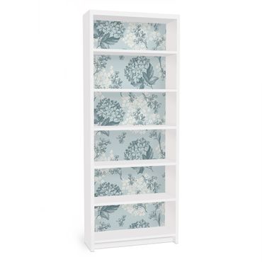 Carta adesiva per mobili IKEA - Billy Libreria - pattern in blue Hortensia