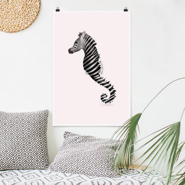 Poster - Jonas Loose - Seahorse Con Zebra Stripes - Verticale 3:2