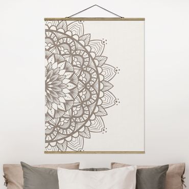 Foto su tessuto da parete con bastone - Mandala Illustrazione Shabby Set Beige Bianco - Verticale 4:3