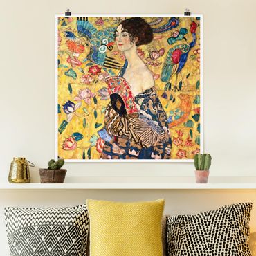 Poster - Gustav Klimt - Donna con ventaglio - Quadrato 1:1